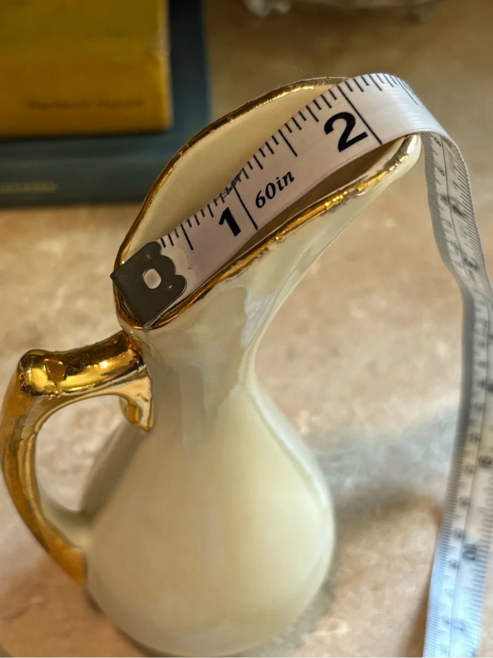 Vintage Style Ceramic Pitcher Victorian Courting Couple Gold Gilt 6” Bud Vase